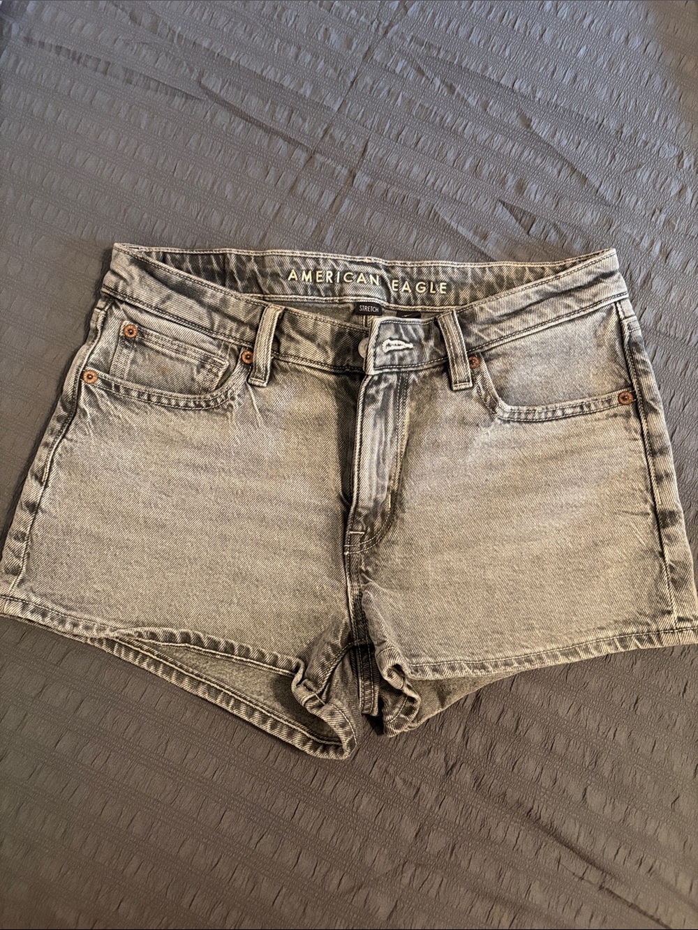 American Eagle Outfitters Light Gray High-Rise Denim Shorts